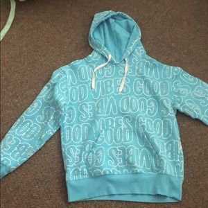 I am selling this light blue good vibes hoodie.